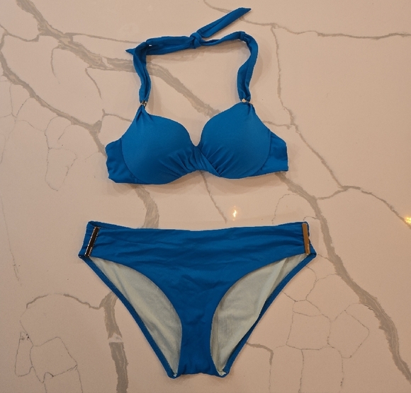 Victorias Secrert The Forever Hipster Two Piece Bikini Blue Green Size 34A - Picture 1 of 8